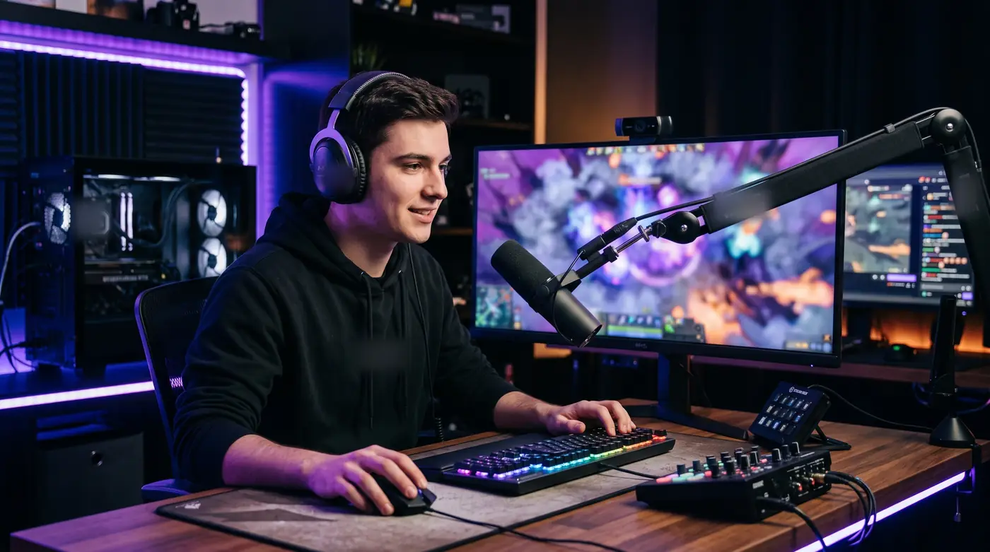 PCとマイク、ウェブカメラでゲームを配信するEsports Host